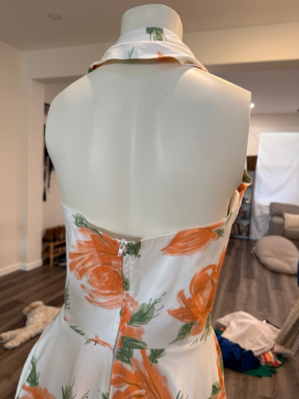 Vivien of Holloway Orange Rose 1950s Halter Dress - Picture 3 of 4